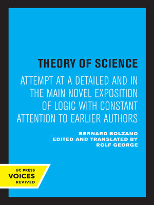 cover image of Theory of Science
